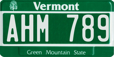VT license plate AHM789