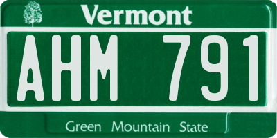 VT license plate AHM791