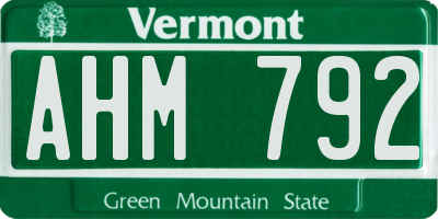 VT license plate AHM792