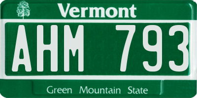 VT license plate AHM793