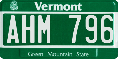 VT license plate AHM796