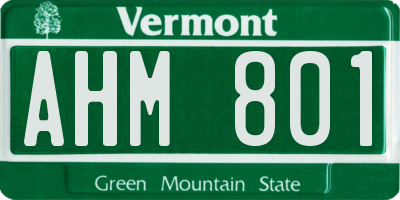 VT license plate AHM801