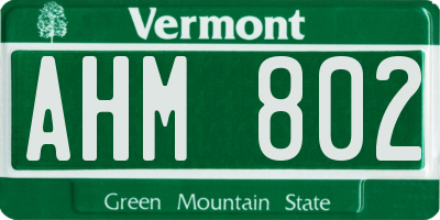 VT license plate AHM802