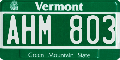 VT license plate AHM803