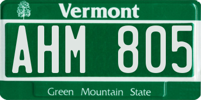 VT license plate AHM805