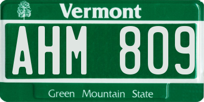 VT license plate AHM809