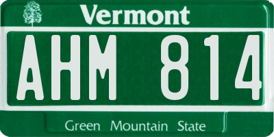 VT license plate AHM814