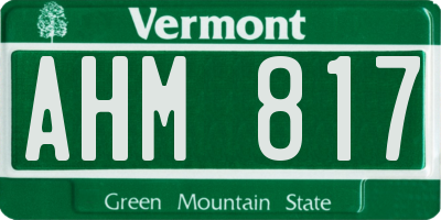 VT license plate AHM817