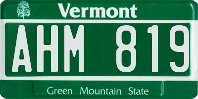 VT license plate AHM819
