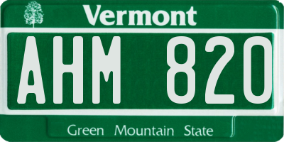 VT license plate AHM820