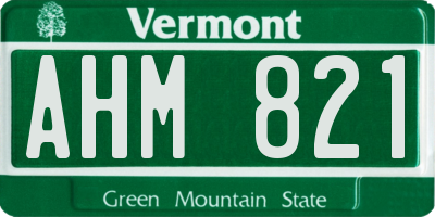 VT license plate AHM821