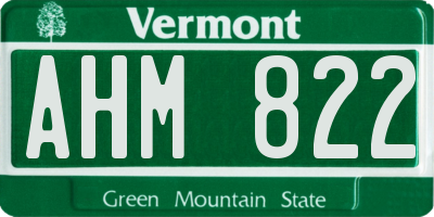 VT license plate AHM822