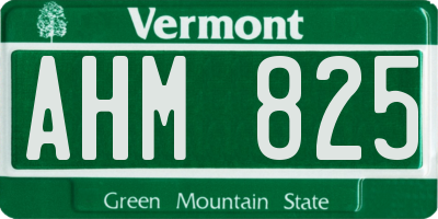 VT license plate AHM825