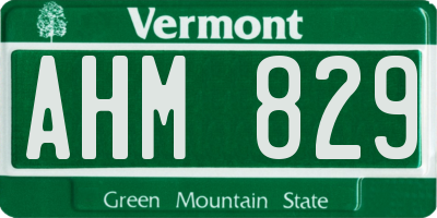 VT license plate AHM829