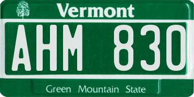 VT license plate AHM830