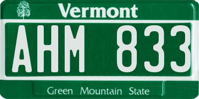 VT license plate AHM833