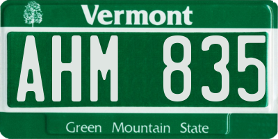 VT license plate AHM835