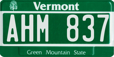 VT license plate AHM837