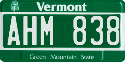 VT license plate AHM838