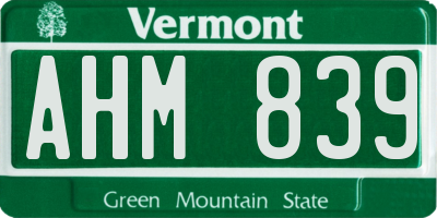 VT license plate AHM839