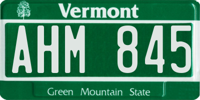 VT license plate AHM845