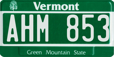 VT license plate AHM853