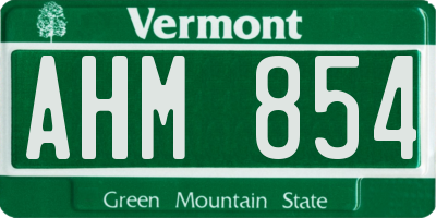 VT license plate AHM854