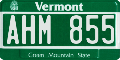 VT license plate AHM855