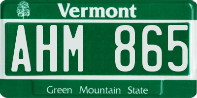 VT license plate AHM865