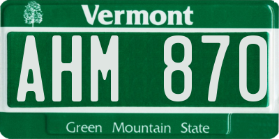 VT license plate AHM870