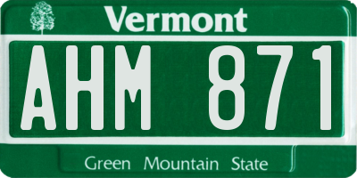 VT license plate AHM871