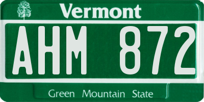 VT license plate AHM872
