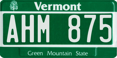 VT license plate AHM875