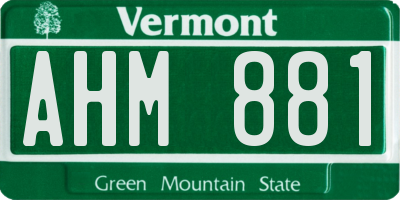 VT license plate AHM881