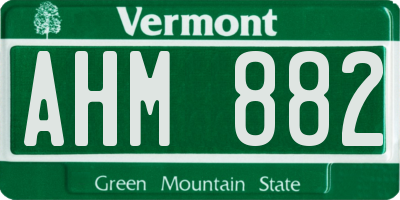 VT license plate AHM882