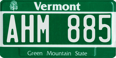 VT license plate AHM885