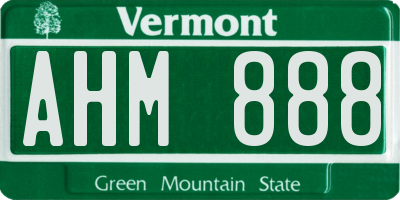 VT license plate AHM888