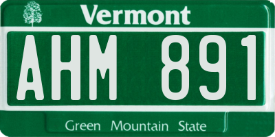 VT license plate AHM891