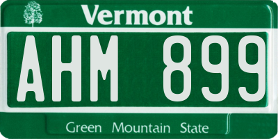 VT license plate AHM899