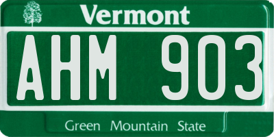 VT license plate AHM903