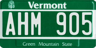 VT license plate AHM905