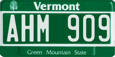 VT license plate AHM909