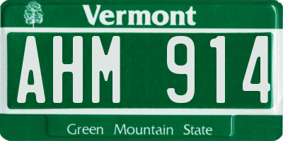 VT license plate AHM914