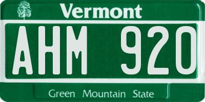 VT license plate AHM920