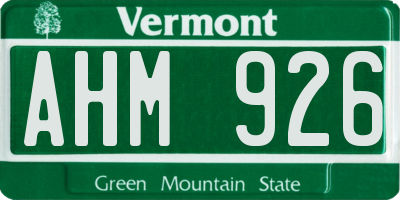 VT license plate AHM926