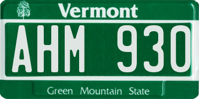 VT license plate AHM930