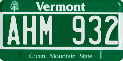 VT license plate AHM932