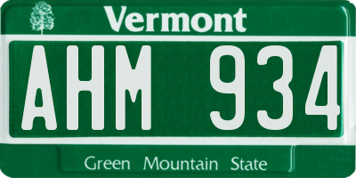 VT license plate AHM934