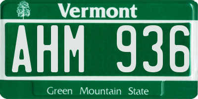 VT license plate AHM936