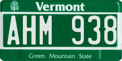 VT license plate AHM938